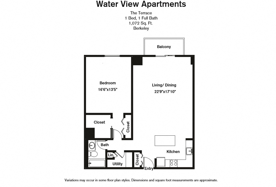 Floor plan 1 Bed/1 Bath Extra Large with Balcony image 4