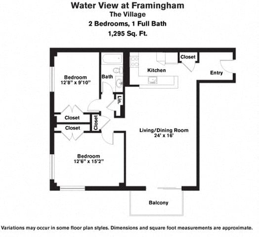 Click to view Floor plan 2 Bed/1 Bath Corner Unit with Balcony image 2
