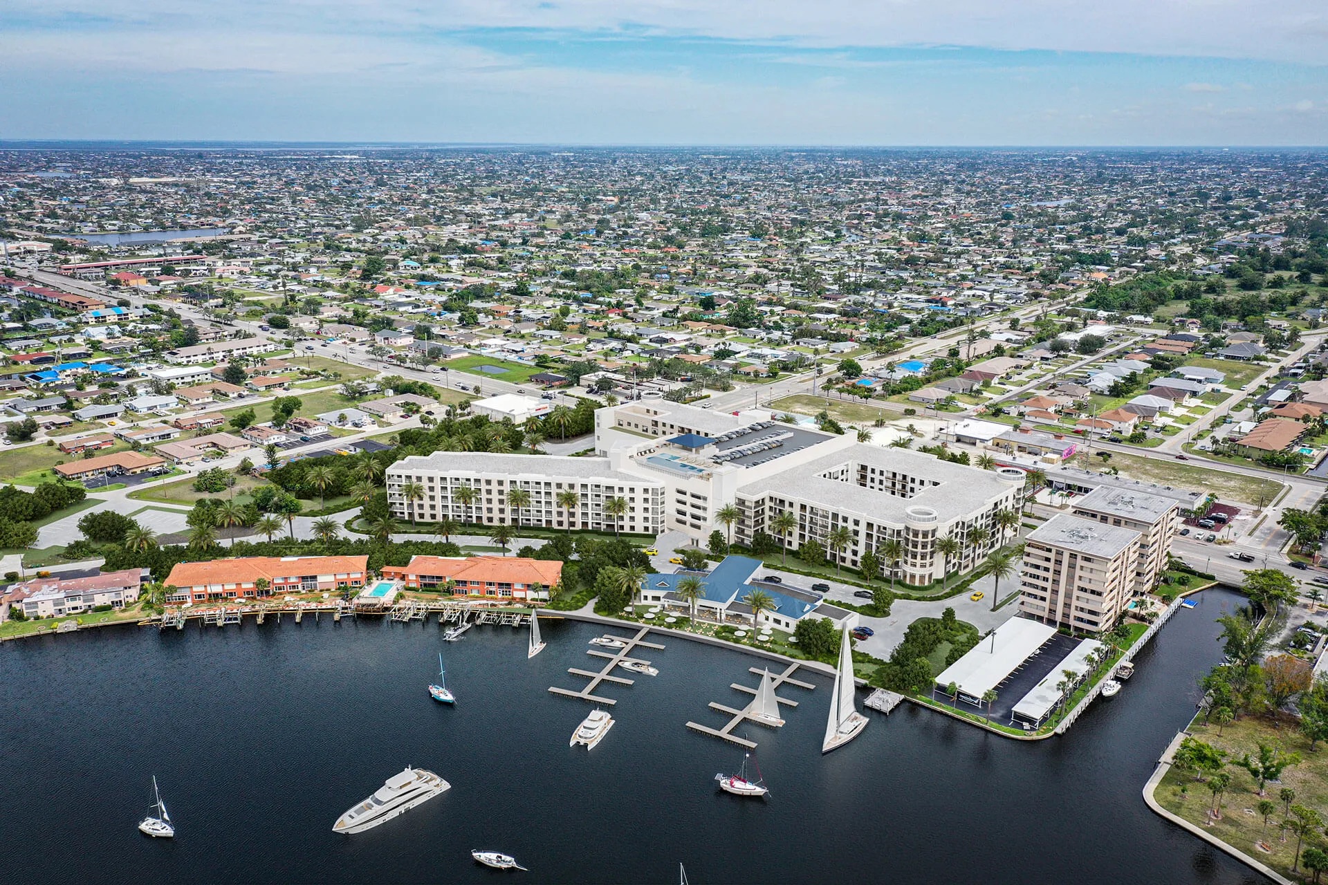 Bimini Square Exterior from River