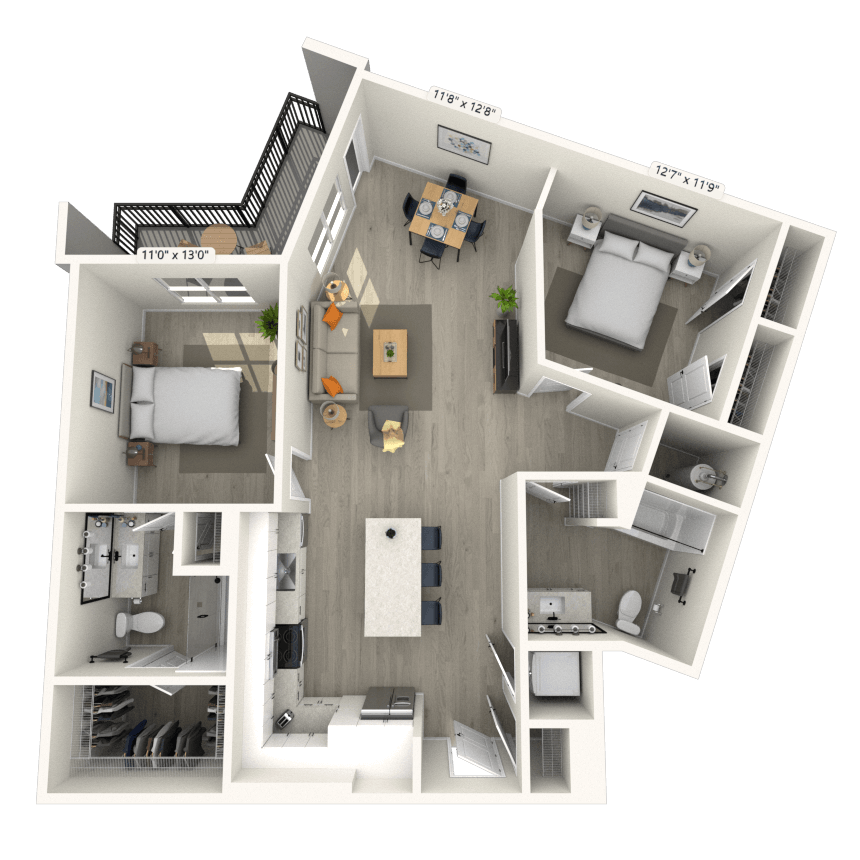 Floorplan image of unit 105