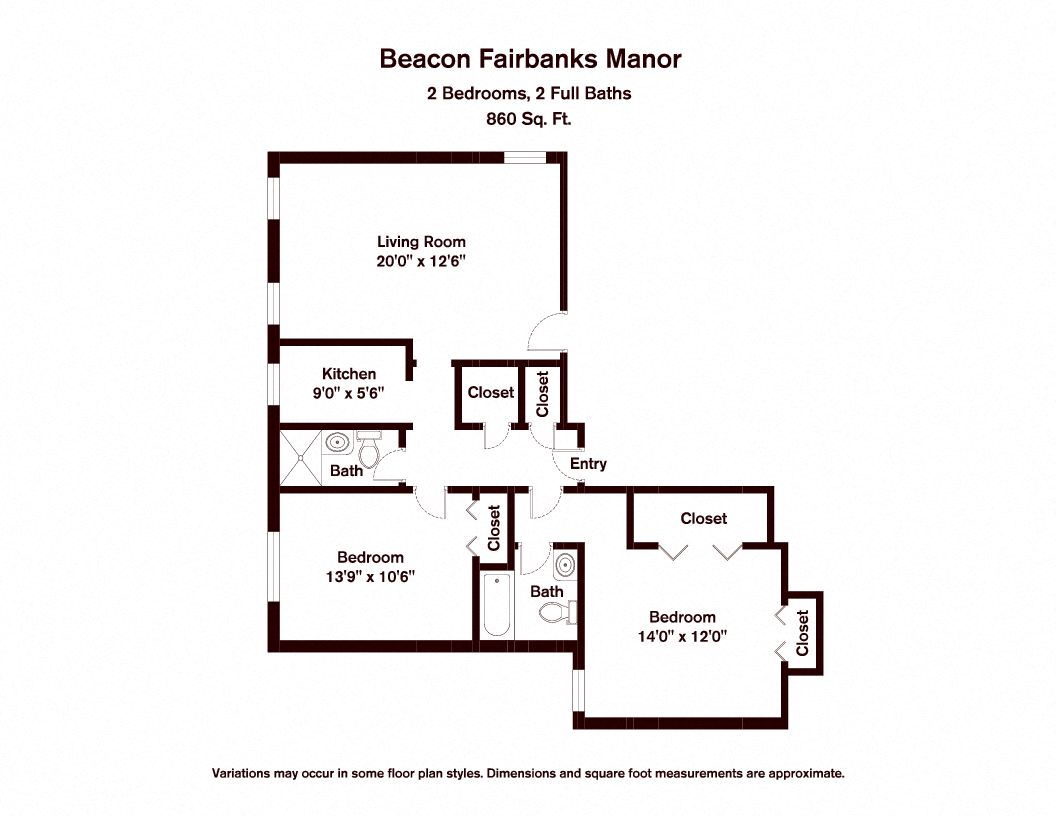 Click to view Floor plan Beacon Fairbanks Manor - 2 Bedroom image 2