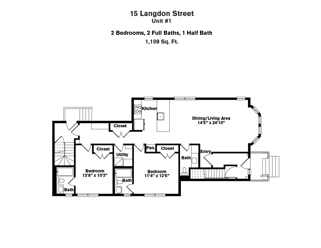 Click to view 15-17 Langdon Street - 2 Bedroom (Newly Renovated) floor plan gallery