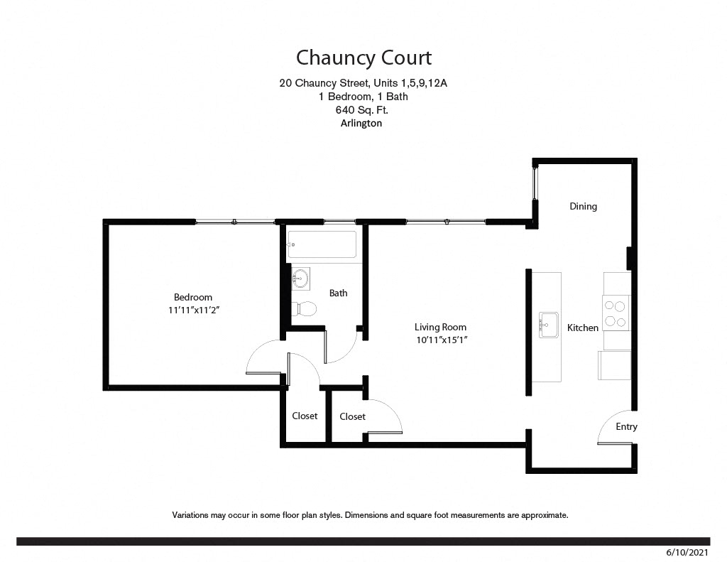 Floor plan Chauncy Court - 1 Bedroom (Newly Renovated) image 3