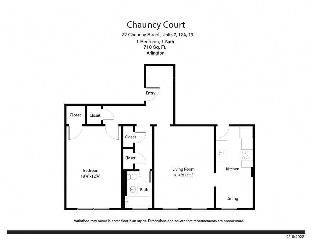 Click to view Floor plan Chauncy Court - 1 Bedroom (Newly Renovated) image 5