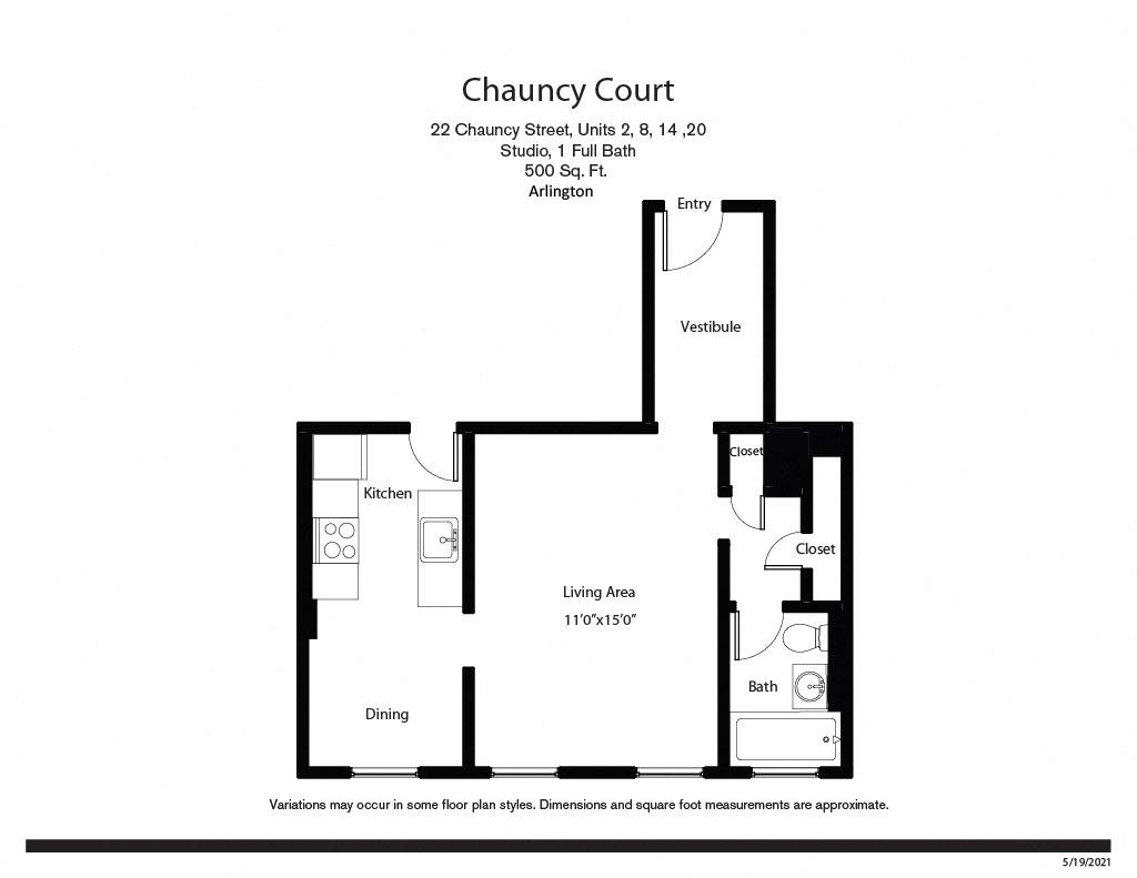 Click to view Floor plan Chauncy Court - Studio (Newly Renovated) image 5