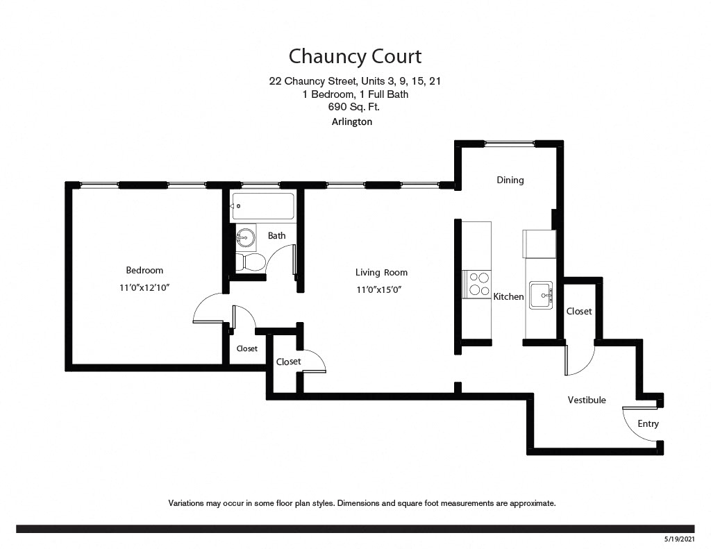 Floor plan Chauncy Court - 1 Bedroom (Newly Renovated) image 6