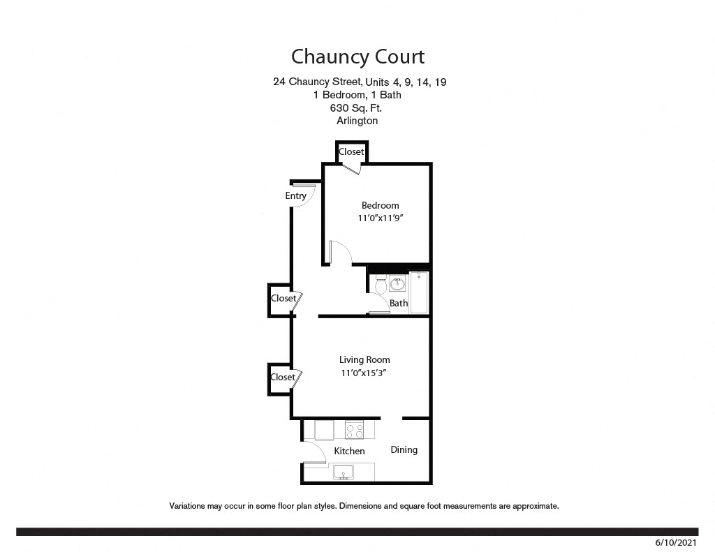 Click to view Floor plan Chauncy Court - 1 Bedroom (Newly Renovated) image 9