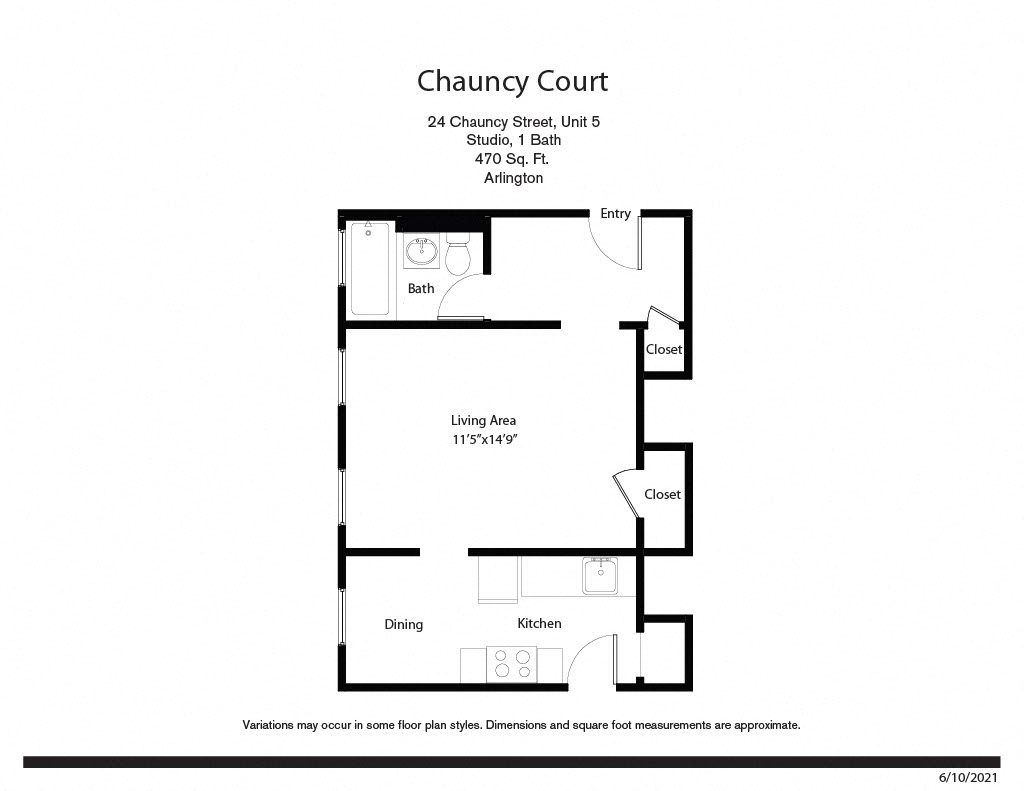Click to view Floor plan Chauncy Court - Studio (Newly Renovated) image 7