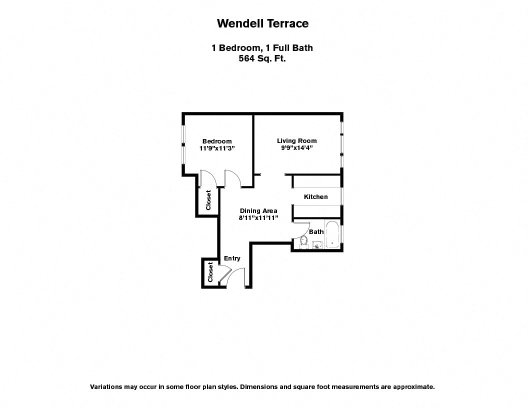Click to view Wendell Terrace - 1 Bedroom floor plan gallery