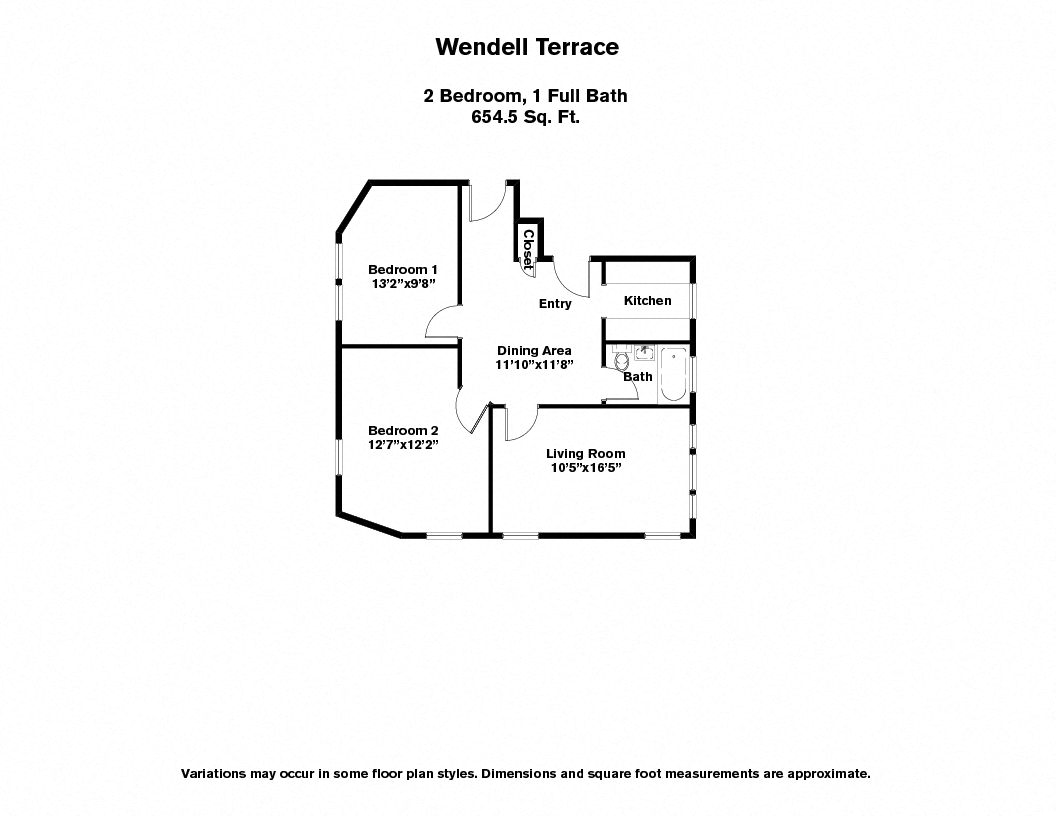 Click to view Wendell Terrace - 2 Bedroom floor plan gallery