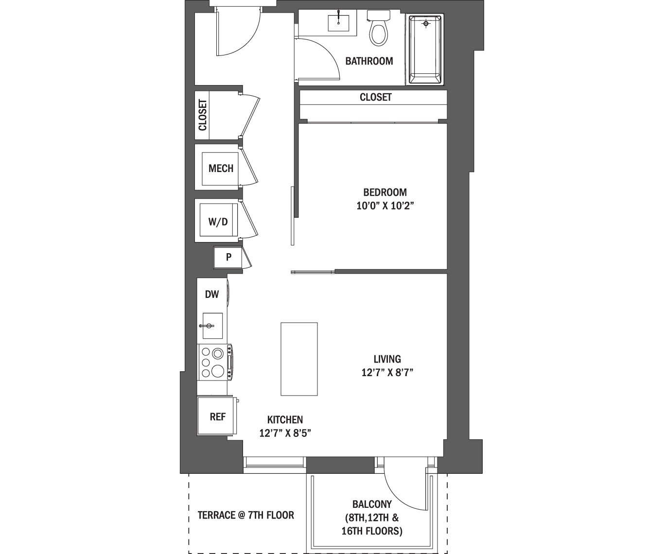 Junior 1 Bed | The Elle I - VIII Floor Plan