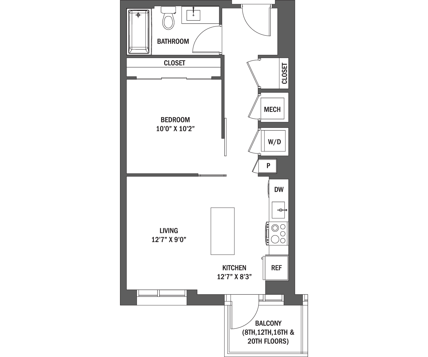 Junior 1 Bed | The Elle I - VIII Floor Plan
