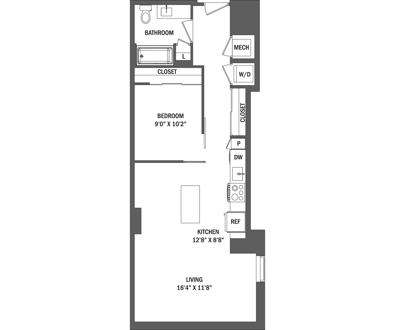 Junior 1 Bed | The Elle I - VIII Floor Plan