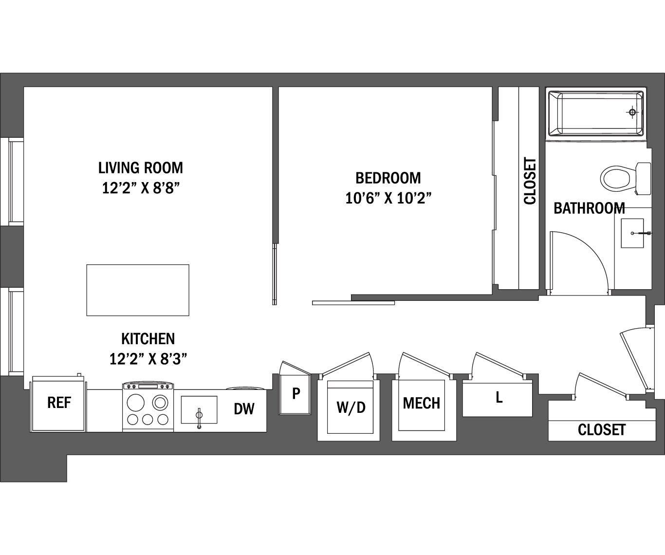 Junior 1 Bed | The Theo I - V Floor Plan