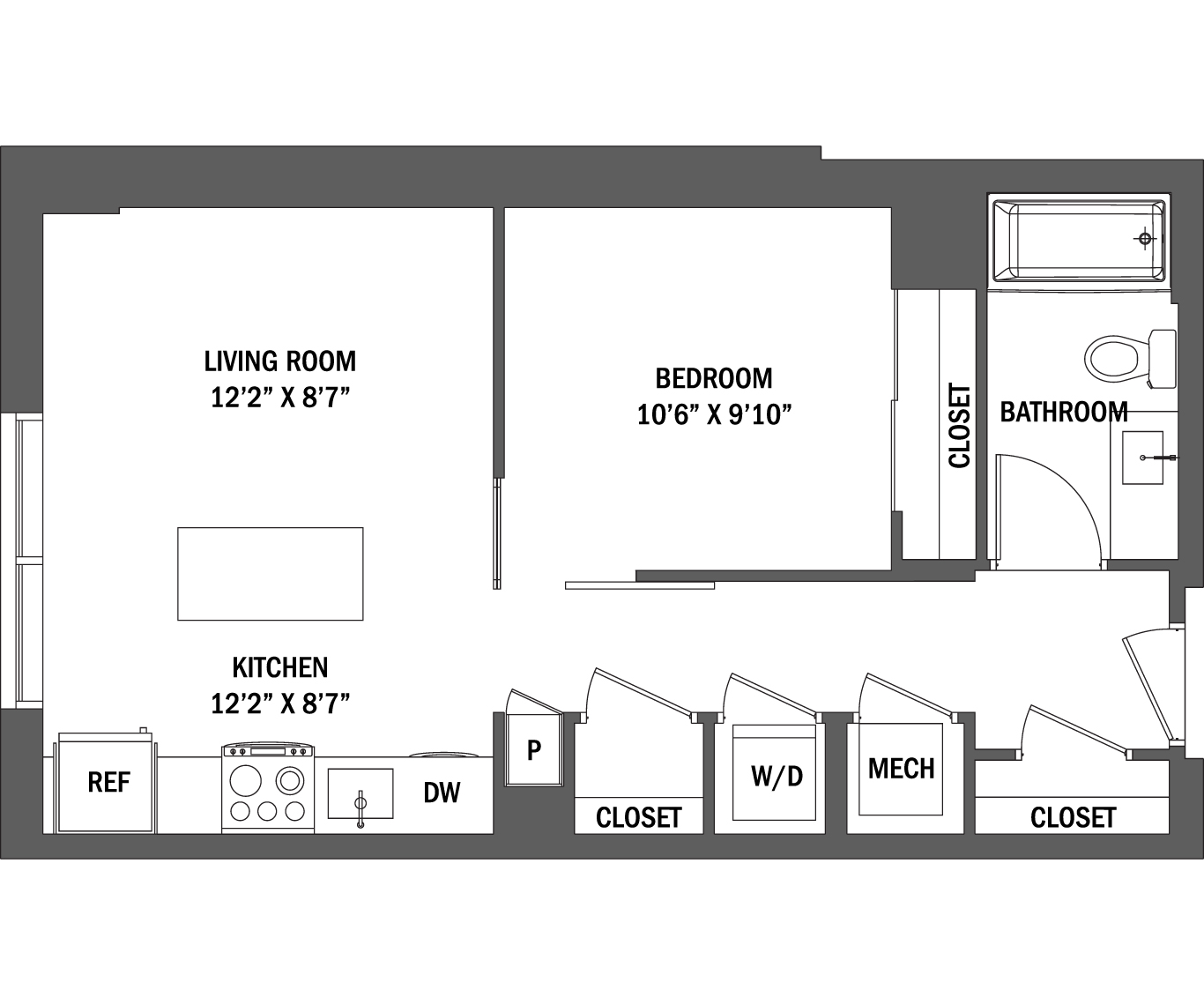 Junior 1 Bed | The Nolan I - VI Floor Plan