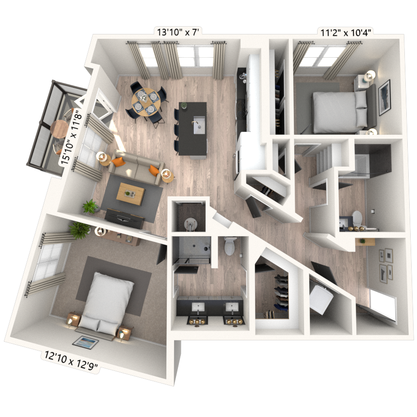 Floorplan image of unit 2075