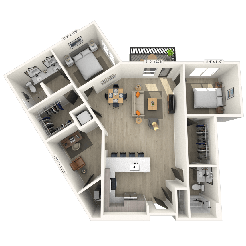 Floorplan image of unit 343