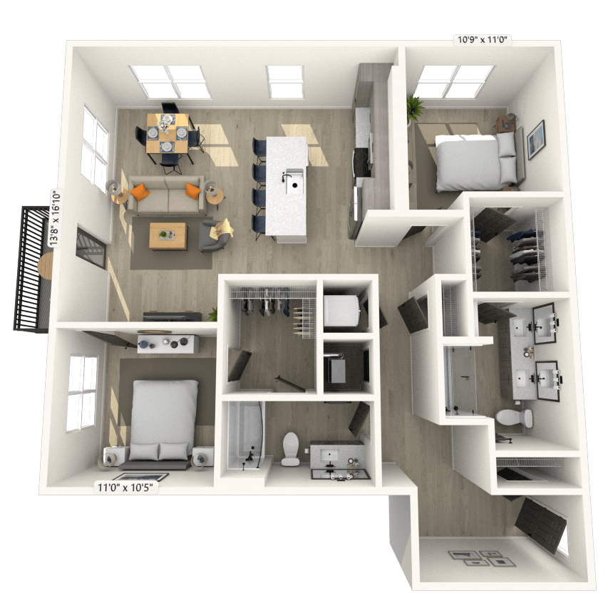 Floorplan image of unit 444