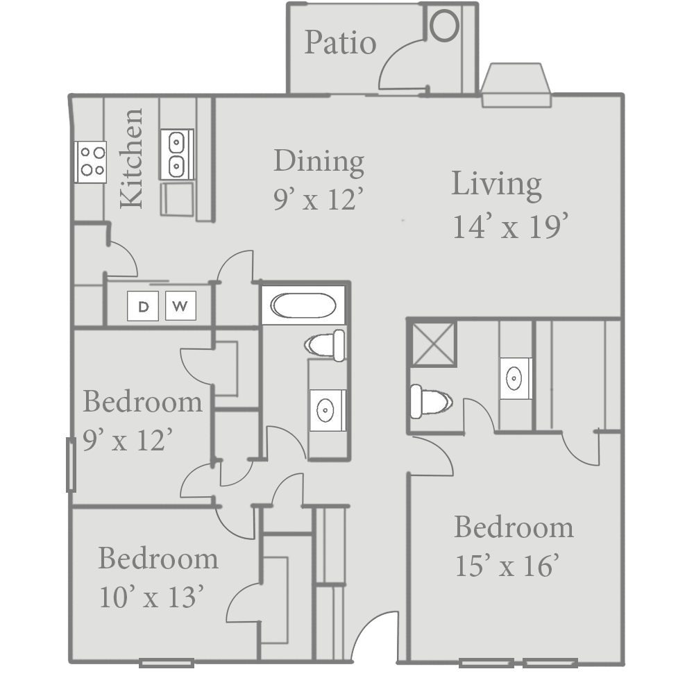 Latitude Apartments, Phoenix, Arizona 3 Bedroom 2 Bath