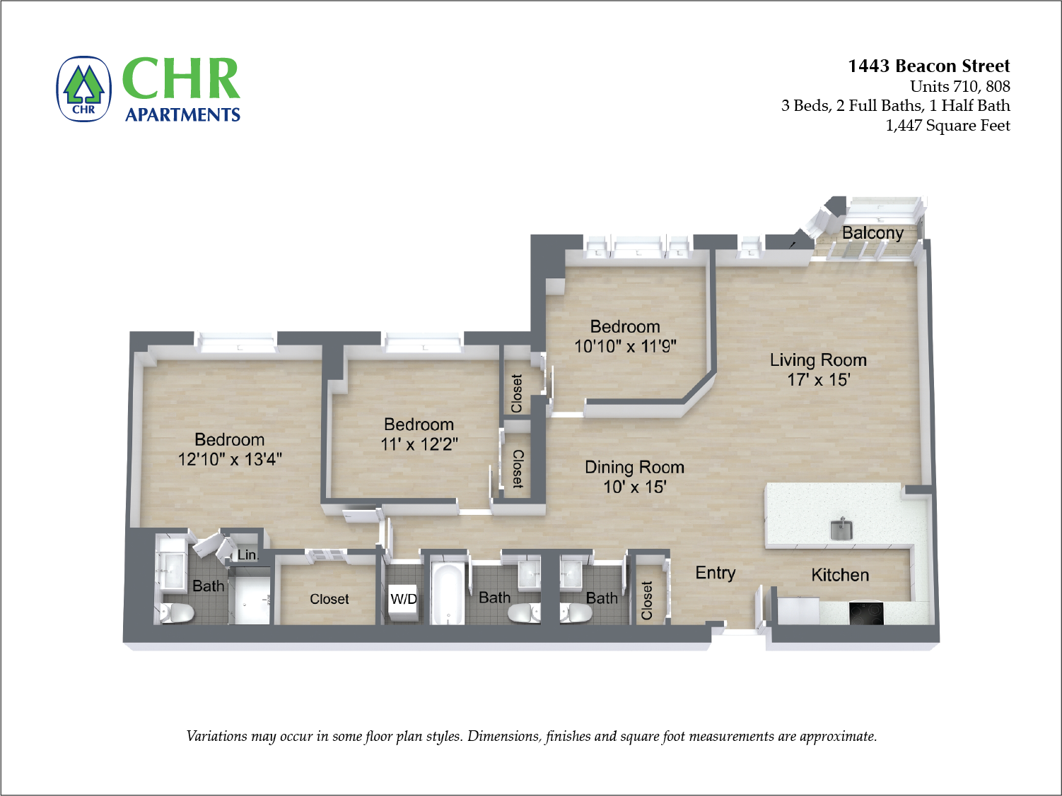 Click to view 3 Bed/3 Bath floor plan gallery