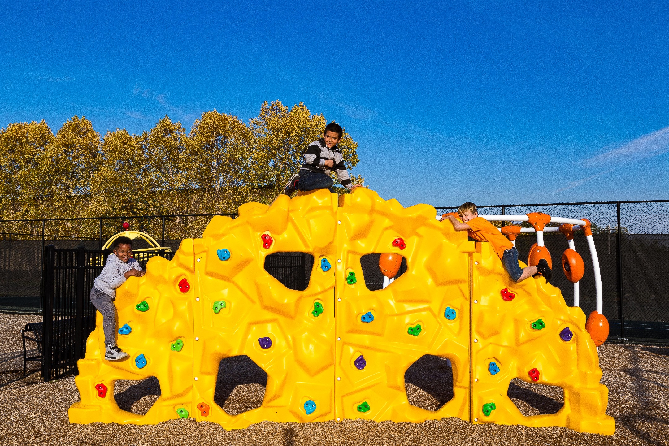 Playground with climbing wall