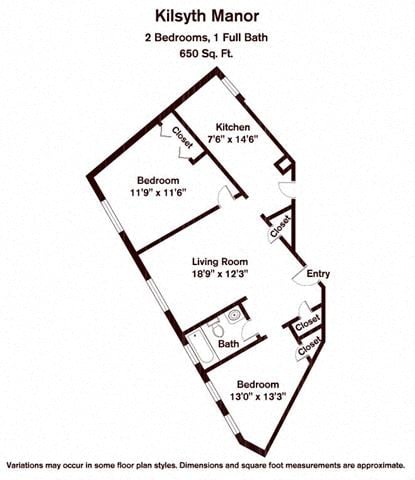Click to view 2 Bedroom floor plan gallery