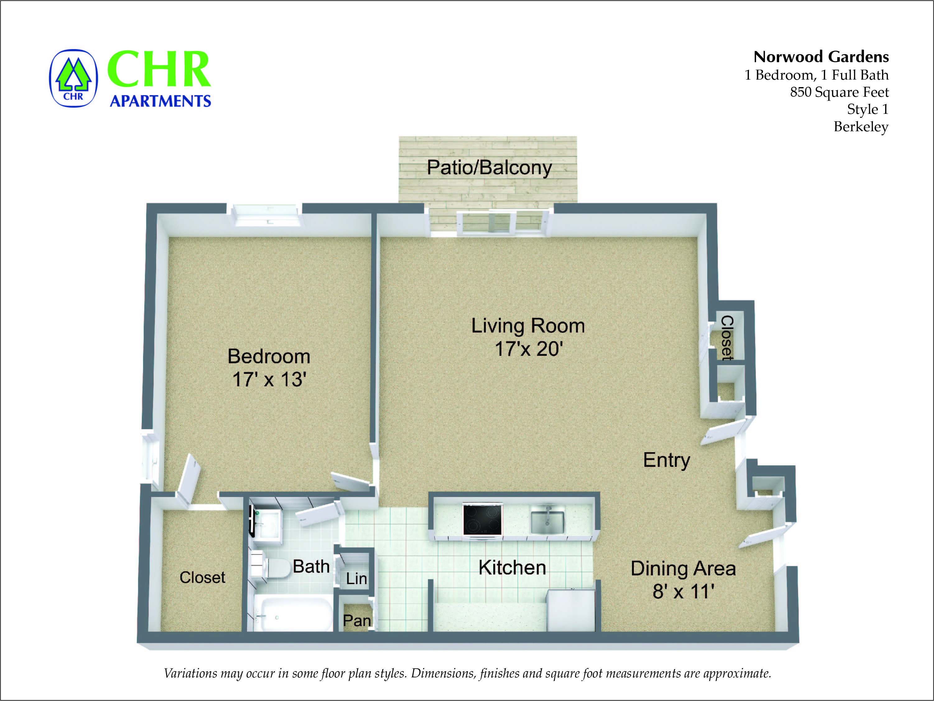 Click to view 1 Bedroom with Dining Area floor plan gallery