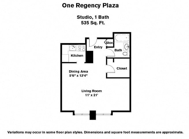 Click to view Floor plan Studio With Walk-In Closets image 2