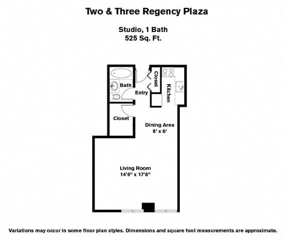 Click to view Floor plan Studio With Walk-In Closets image 1