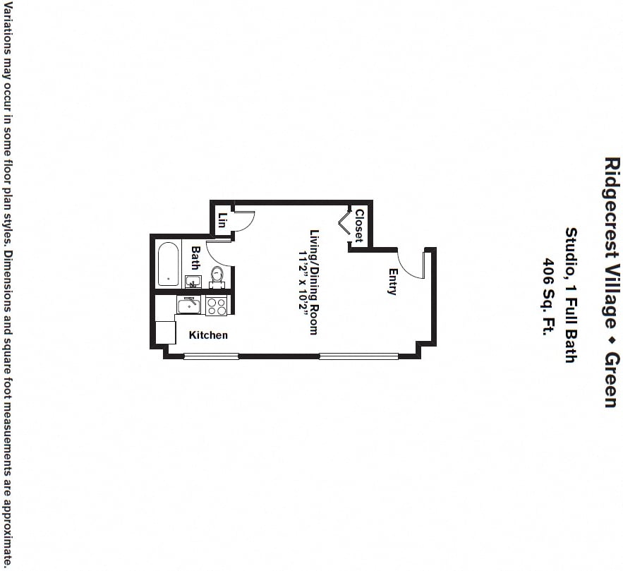 Click to view Floor plan Studio with Full Kitchen image 1