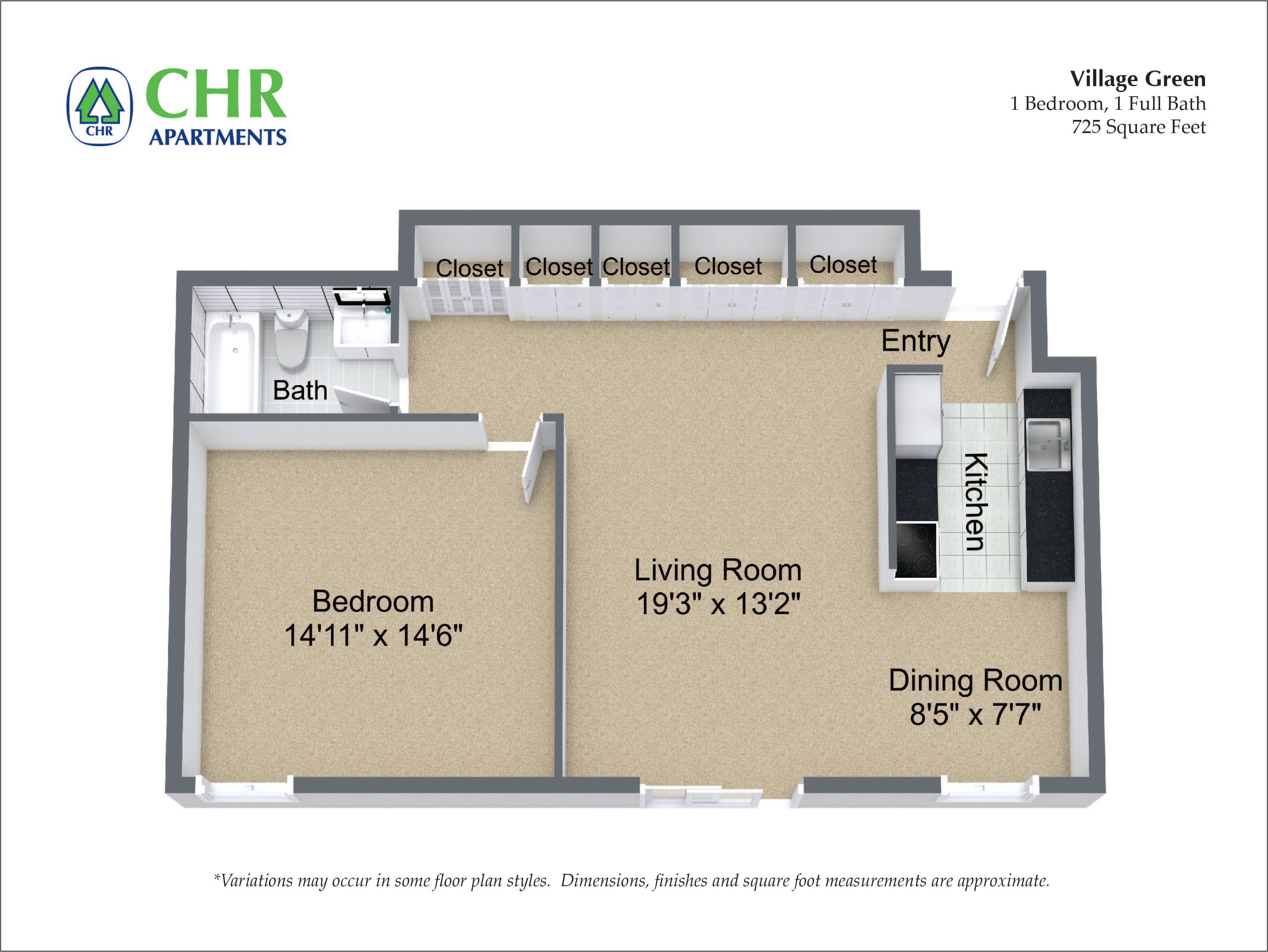 Click to view Floor plan 1 Bedroom with Many Closets image 1