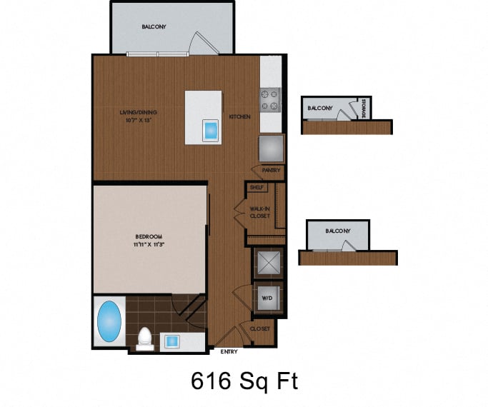 616 - 636 Sq Ft Floor Plan