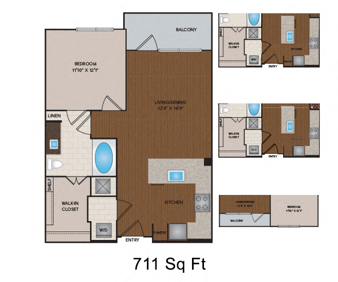 711 - 833 Sq Ft Floor Plan