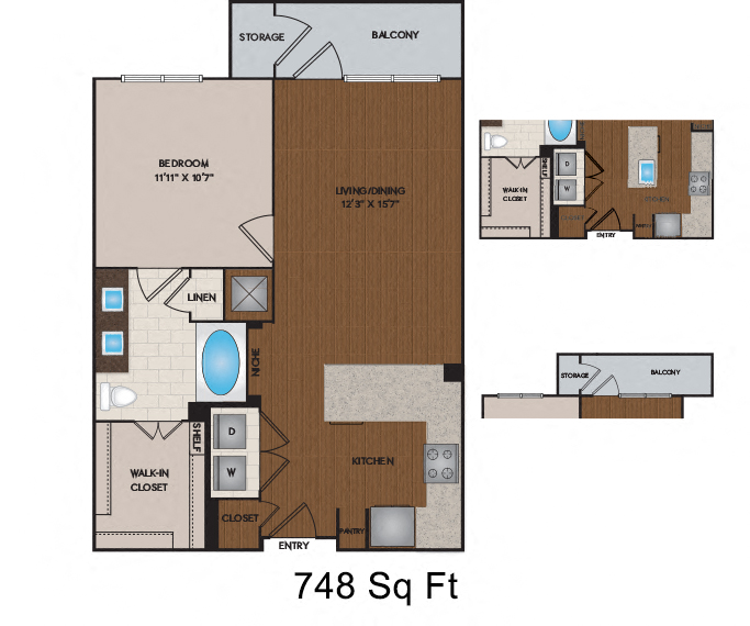 711 - 833 Sq Ft Floor Plan