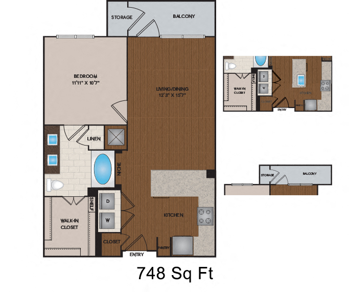 711 - 833 Sq Ft Floor Plan
