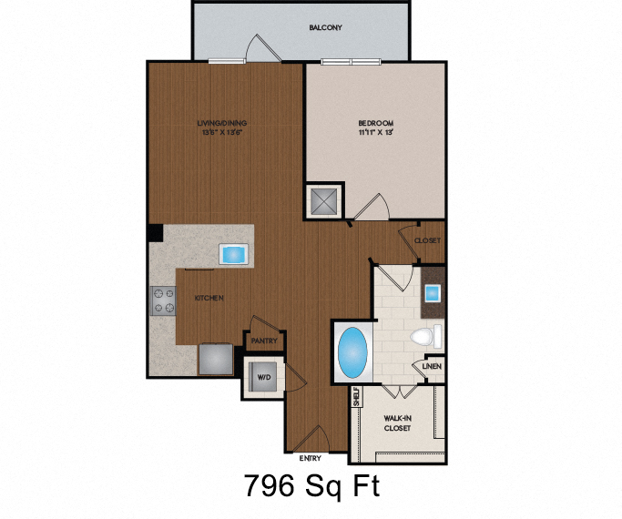 796 - 972 Sq Ft Floor Plan