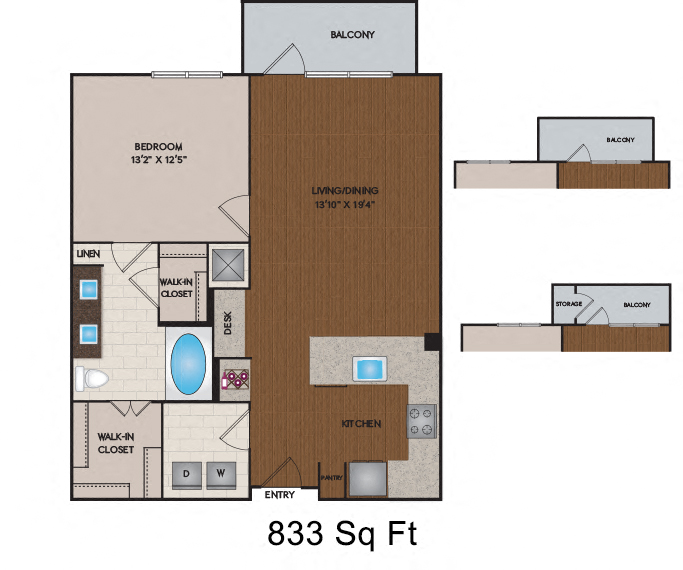 711 - 833 Sq Ft Floor Plan