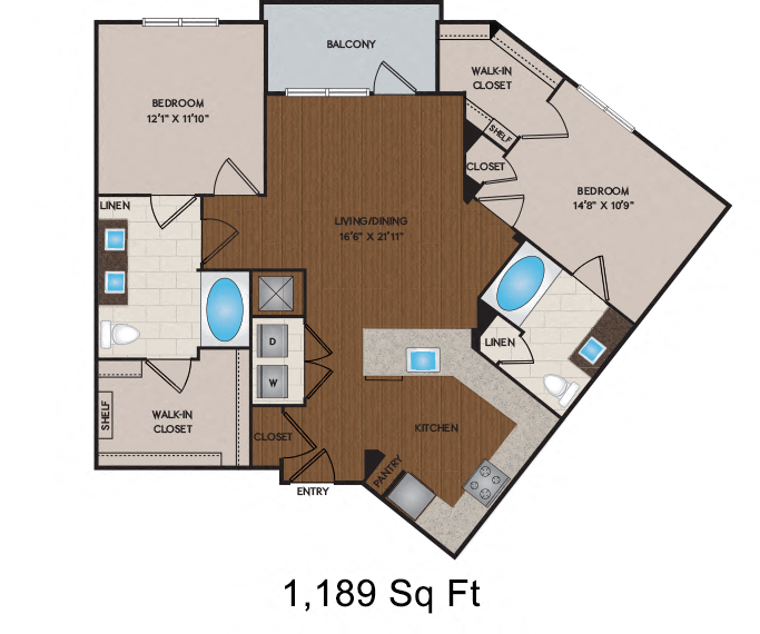 1115 - 1212 Sq Ft Floor Plan