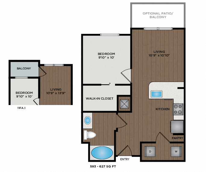 593 Sq Ft Floor Plan