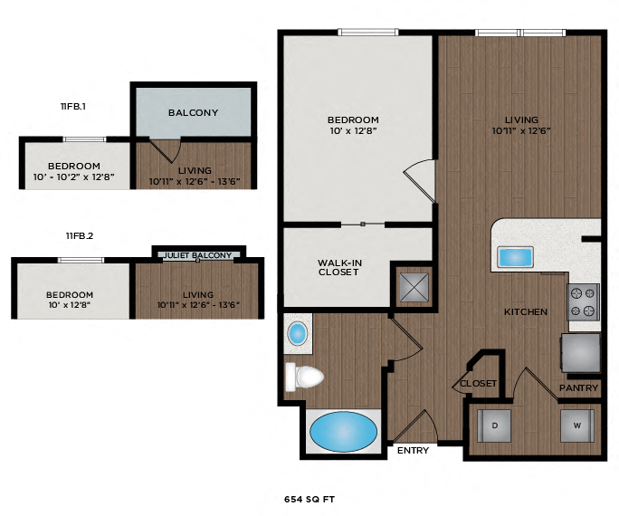 654 Sq Ft Floor Plan
