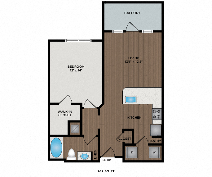 767 - 772 Sq Ft Floor Plan