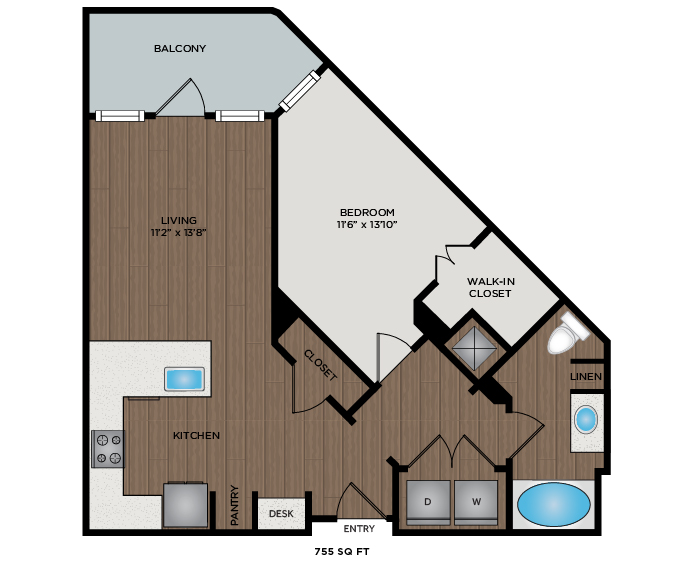 755 Sq Ft Floor Plan