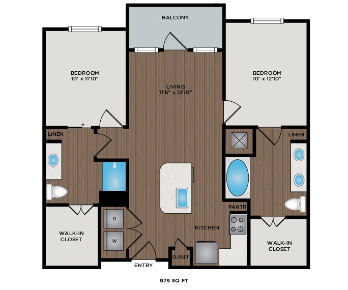 979 Sq Ft Floor Plan