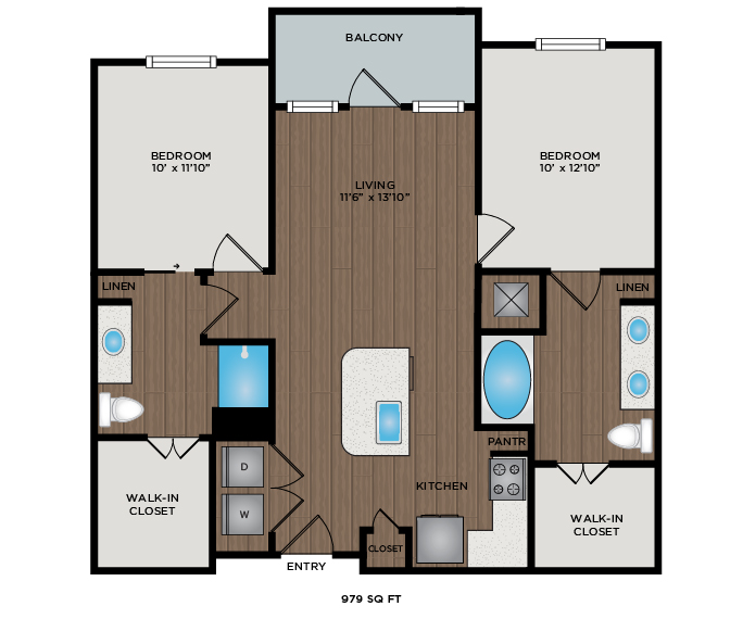 979 Sq Ft Floor Plan