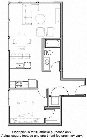 A16 1 Bed North Floorplan Image