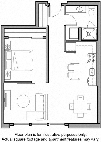 O13 1 Bed South Floorplan Image