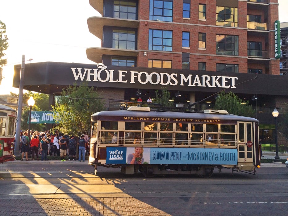 Whole Foods Exterior and Trolley
