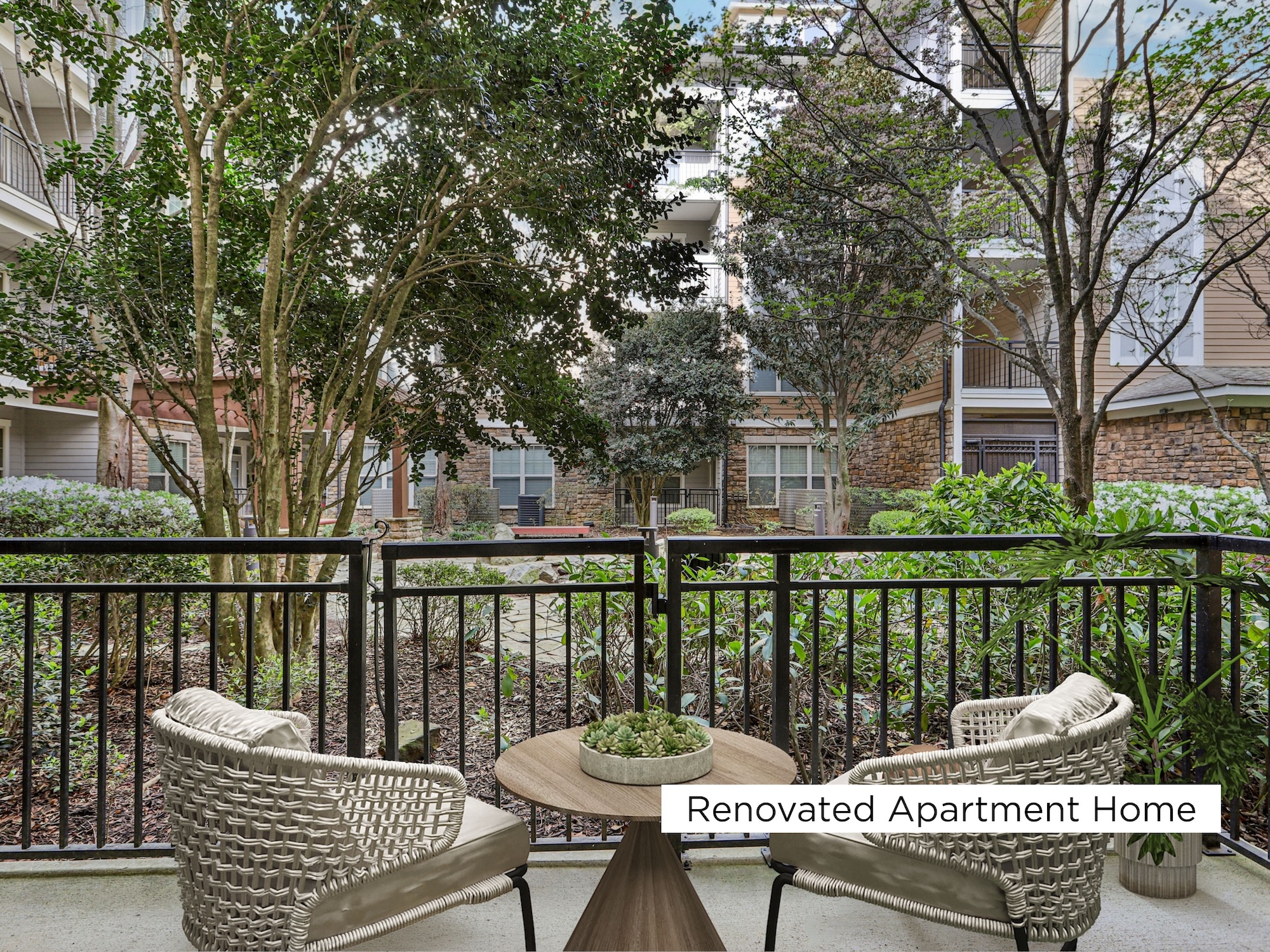 Porch Overlooking Courtyard Apartment Home