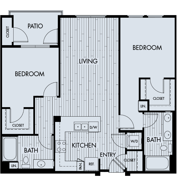 Reata oakbrook village apartments laguna hills two bedroom two bathroom floor plan 2b