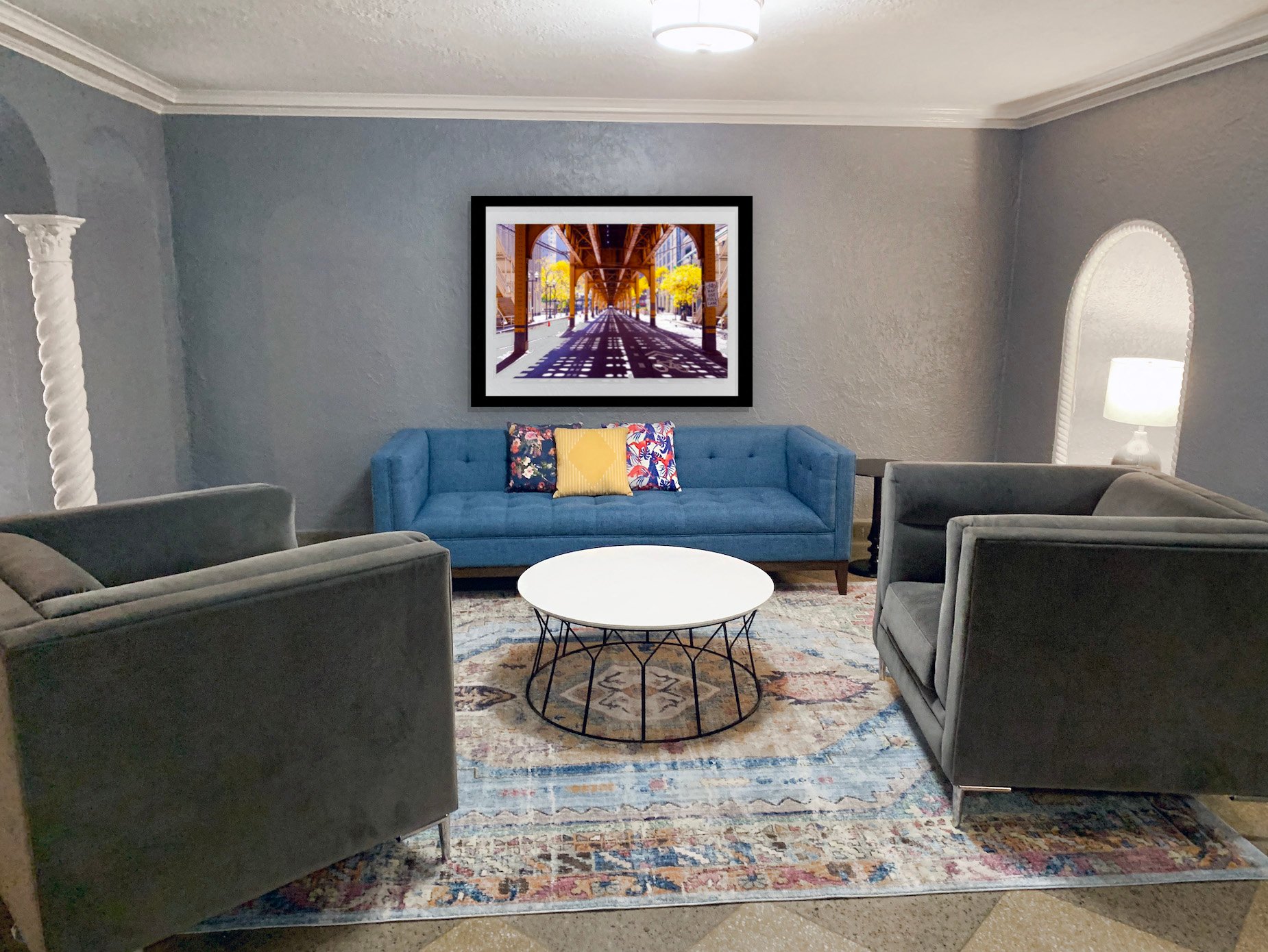 Ivy Villas lounge showcasing modern furniture in a chic setting. 5514 S Blackstone Ave chicago apartments for rent near university of chicago